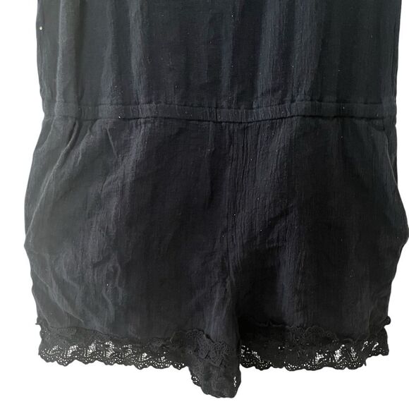 LOFT Beach Navy Lace Trim Romper - Picture 2 of 5